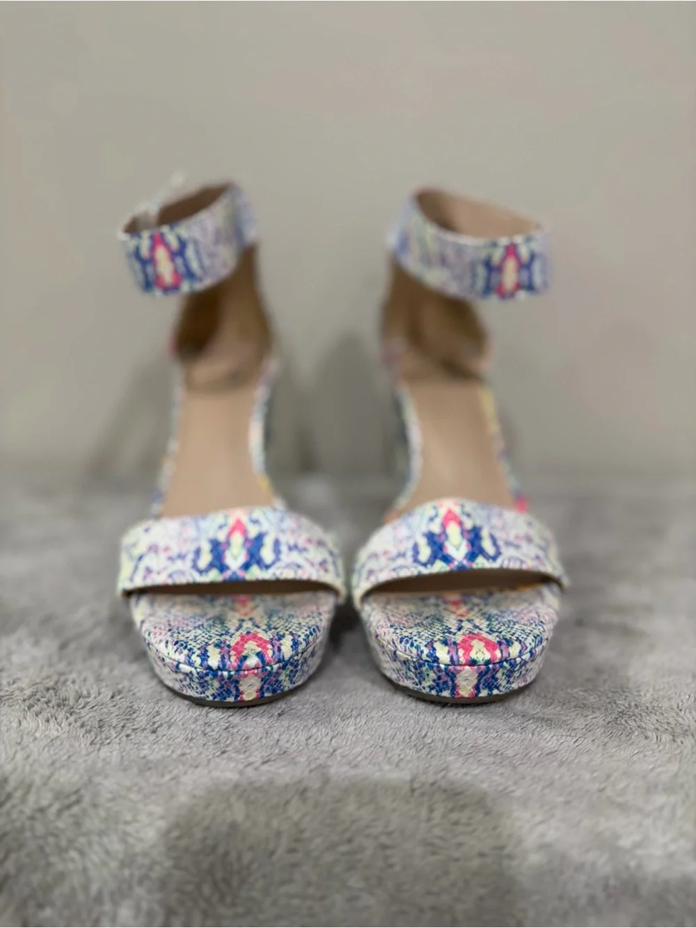 Mix No. 6 Multicolor Snake-Print Ankle-Strap Platform Sandals